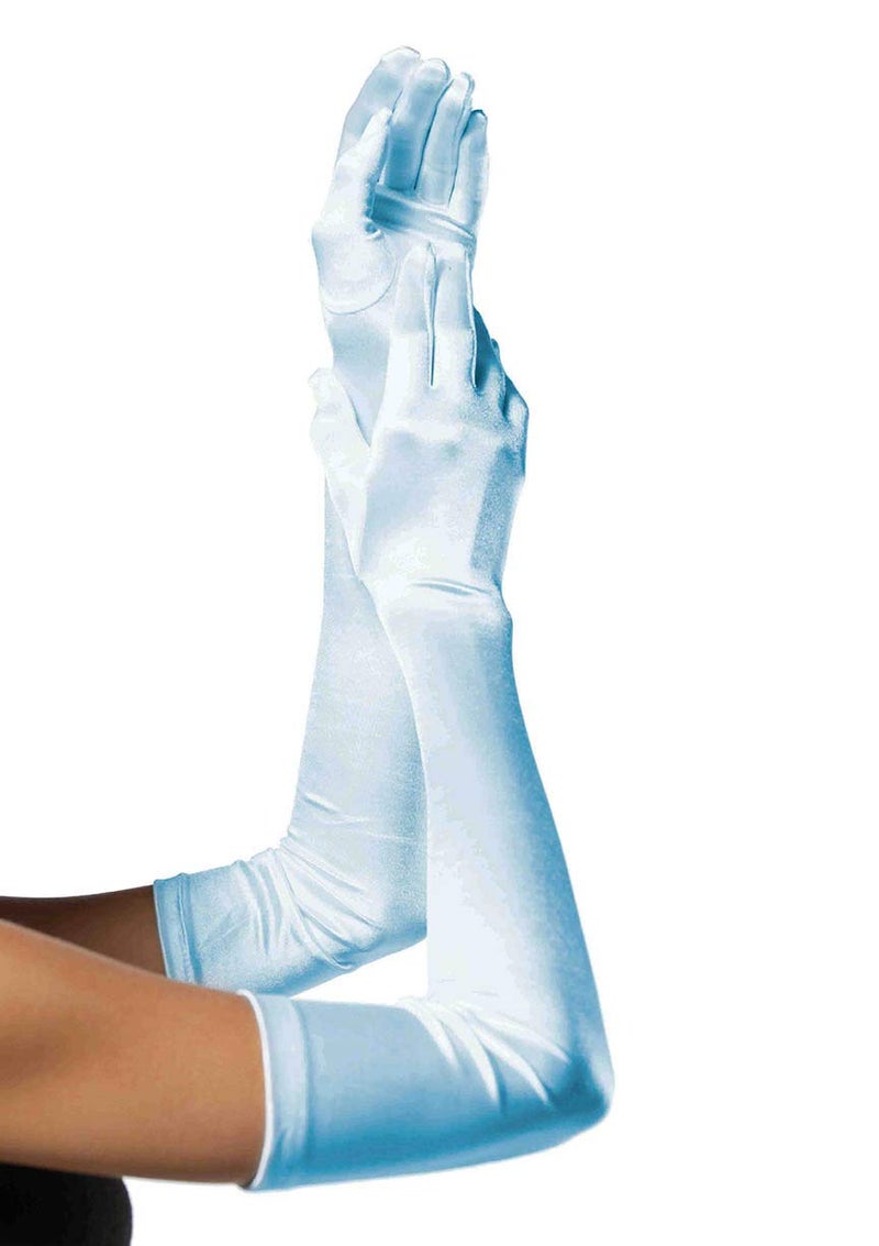 Leg Avenue Womens Extra Long Satin Gloves, Light Blue, O/S